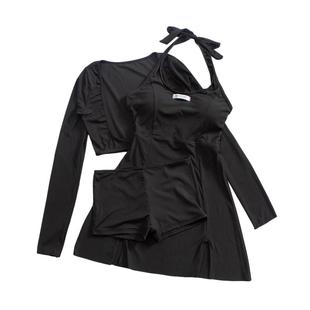 泳衣女高级感2025新款长袖保守ins连体裙式两件套遮肚显瘦辣妹装