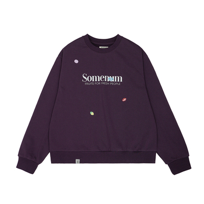 SOMENUM森林 24AW水果贴纸标签情侣秋冬男女字母LOGO圆领套头卫衣