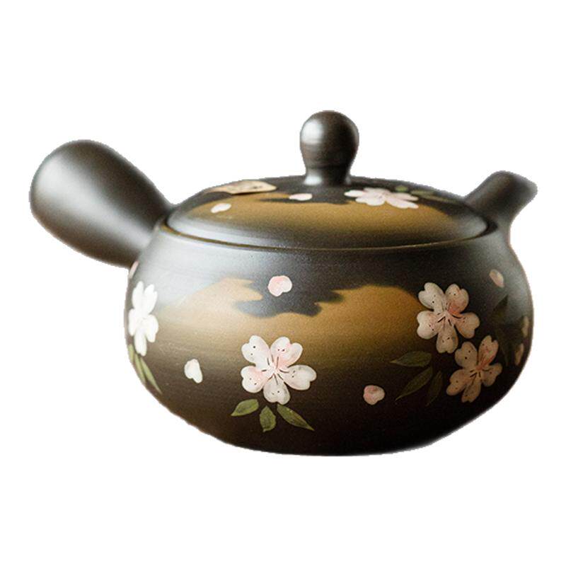 日本进口常滑烧樱雨急须壶日式手工茶具泡茶壶侧把防烫带过滤茶壶