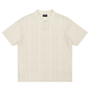 悟空有货肌理感针织短袖POLO衫男士夏季潮牌宽松休闲透气翻领T恤