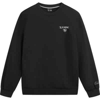 李宁圆领男刺绣休闲套头无帽卫衣