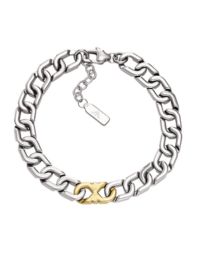 【自营】春季新品Armani阿玛尼男士手链银色钢质粗链撞色男生礼物