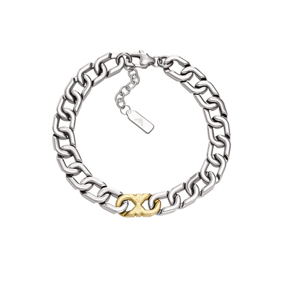 【自营】春季新品Armani阿玛尼男士手链银色钢质粗链撞色男生礼物