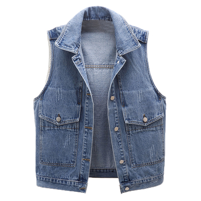 大口袋牛仔马甲百搭显瘦宽松短款