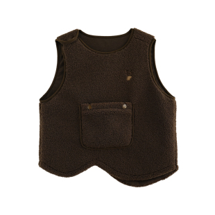 砚台家童装女童森系刺绣马甲秋冬季新款儿童加绒保暖背心口袋上衣