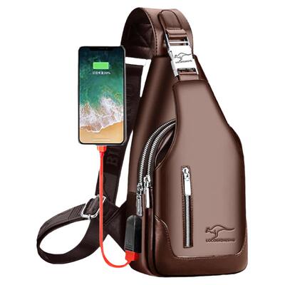 LOCOERDAISHU男士胸包真皮质感