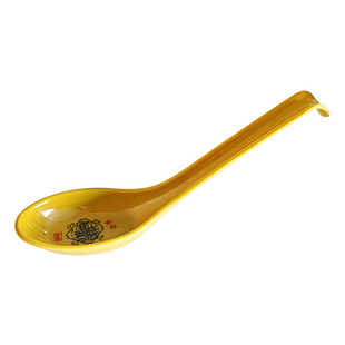 仿瓷密胺勺子带钩商家用塑料勺短柄耐高温青花瓷调羹喝汤餐厅饭店