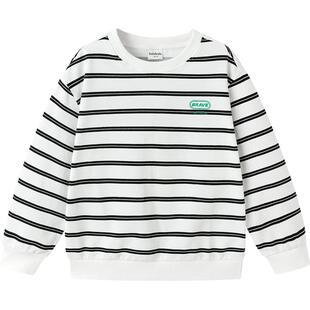 巴拉巴拉童装儿童卫衣男女童2026新款春装条纹长袖t恤休闲上衣服