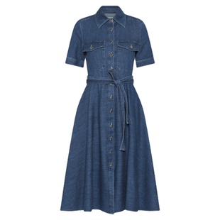 MARELLA 2025秋冬女装长款衬衫式牛仔连衣裙长裙3226025402