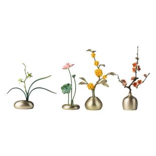 铜师傅《春兰 夏荷 秋桂 冬梅》客厅桌面花朵摆件 家居装饰品礼物