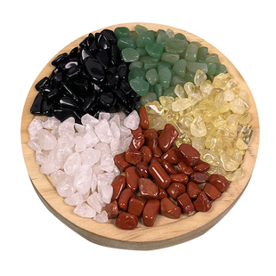 天然五行水晶碎石五色水晶原石招财聚宝盆摆件五彩石消磁水晶净化