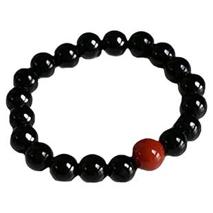 OkFineyard天然黑曜石戒指女素圈转运小众水晶串珠尾戒小指防小人