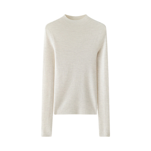 可机洗~18针精纺德国杨子纱100%羊毛衫女半高领薄款内搭打底毛衣