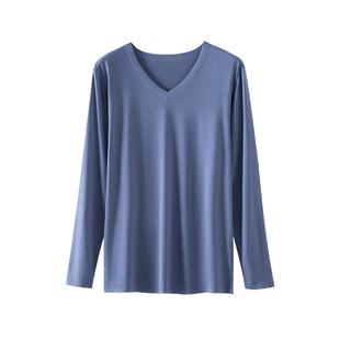 猫人莫代尔内衣男士打底衫男v领保暖上衣单件春秋超薄款秋衣男款