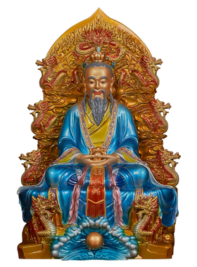 黄铜彩绘款九龙三清道祖