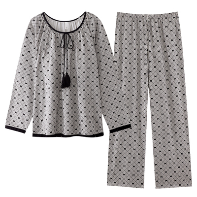 带胸垫睡衣女春秋纯棉长袖可外穿