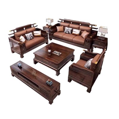 新中式乌金木实木沙发2025新款