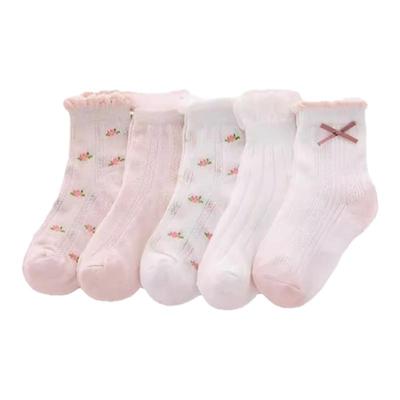 夏季薄款儿童袜子女童网眼透气大中小童中筒花边袜子宝宝女孩短袜