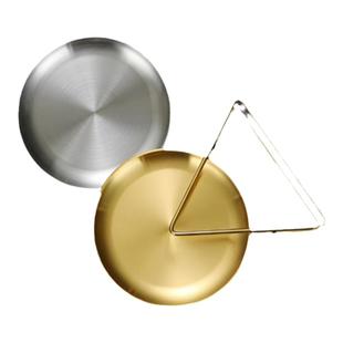 韩式不锈钢圆盘金色骨碟套装带收纳架吐骨头碟小吃盘碟子铁盘子