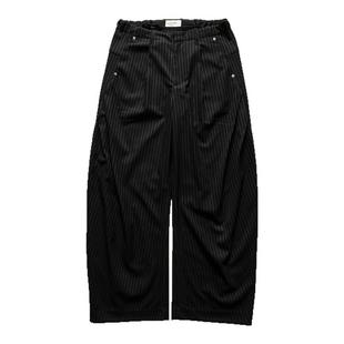 NOFAITH轻薄复古弯刀裤竖条纹西裤男垂顺抗皱宽松通勤休闲长裤