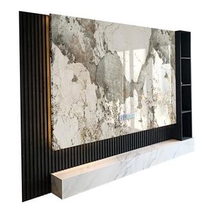 竹炭木饰面背景墙仿岩板石材pet高光碳晶板实心防水护墙板电视墙