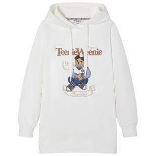 TeenieWeenie小熊奥莱秋季长款连帽卫衣休闲运动时尚学院风上衣女