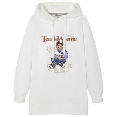 TeenieWeenie小熊女装秋季长款连帽套头卫衣简约休闲通勤时髦上衣