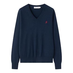 东京岁时记jk套头毛衣绀色针织V领外套女春秋宽松纯棉上衣灰野川