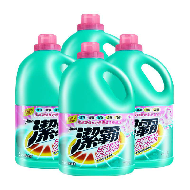 花王洁霸净柔无磷洗衣液3L*4支