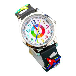3d战机儿童手表男孩小学生防水石英表男童女童指针60分钟制电子表