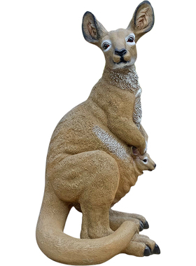 仿真袋鼠玻璃钢公园绿地房产摆件