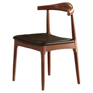 餐椅家用2026新款椅子实木色靠背椅家用舒适吃饭凳子中古风牛角椅