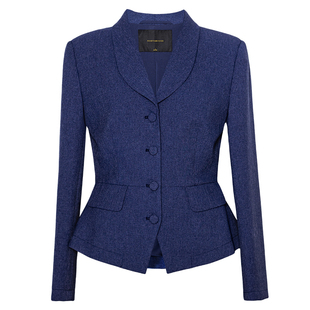 罗衣职场OL风深蓝色短外套女早春面试高级收腰修身长袖上衣12663