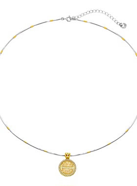 KREAM 925银 撞色BONNE CHANCE字母圆牌项链男女