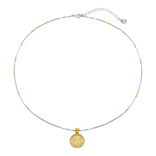 KREAM 925银 撞色BONNE CHANCE字母圆牌项链男女