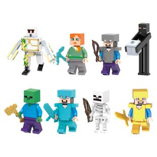 中国积木我的世界小人仔偶拼装儿童玩具村庄房子公仔模型周边礼物