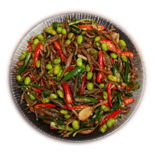 辣椒炒毛豆小鱼尖椒青椒炒小鱼锅烤鱼徐州邳州新沂特产备辣度250g