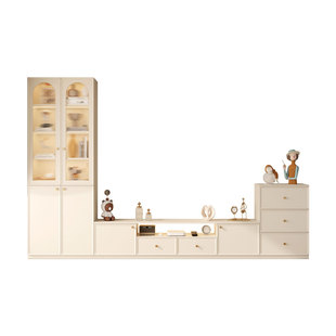 背景墙书柜电视柜组合客厅斗柜家用法式轻奢定制玻璃组合柜储物柜