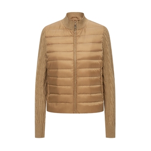 【90%鹅绒】Scofield女装立领针织绞花拼接排骨羽绒服2025冬新品