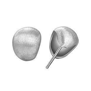 老银匠s925纯银小银豆豆耳钉女生水滴简约拉丝高级感养耳纯银耳饰