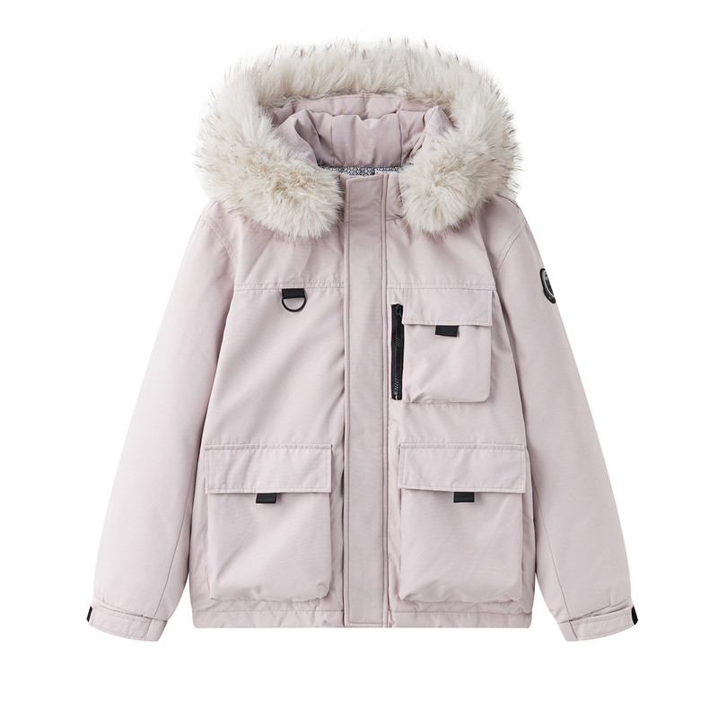 冰晶紫2025冬季新款毛领派克棉衣/棉服