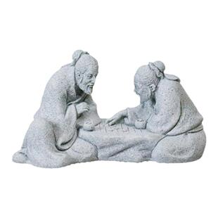 仿真下棋老者摆件园艺花卉盆景假山景观造景装饰对弈老头装饰摆设