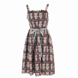 axesfemme毛绒小熊印花连衣裙