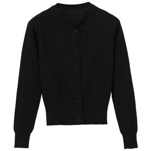 早春初秋短款上衣高腰配裙子女装2026圆领针织衫开衫外套空调房穿