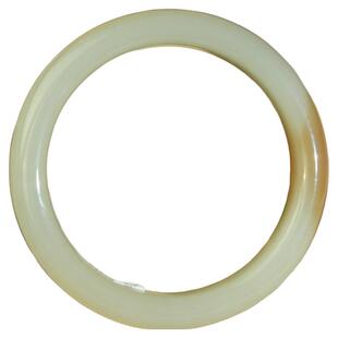 王实斋珠宝/新疆和田玉糖白玉手镯内径60.3mm天然油润带证书E117