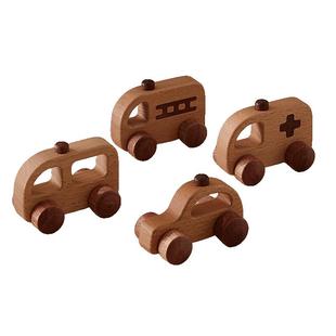 英氏儿童实木玩具车男孩出租车婴儿迷你小汽车儿童木质玩具惯性车