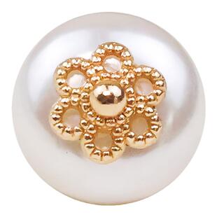 新中式旗袍珍珠纽扣圆形扁珠粘金属花托扣子女上衣衬衫毛衣开衫扣