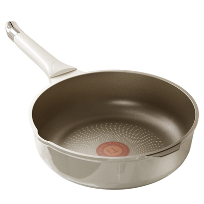 钛无涂层平底锅感温变色钛深煎锅