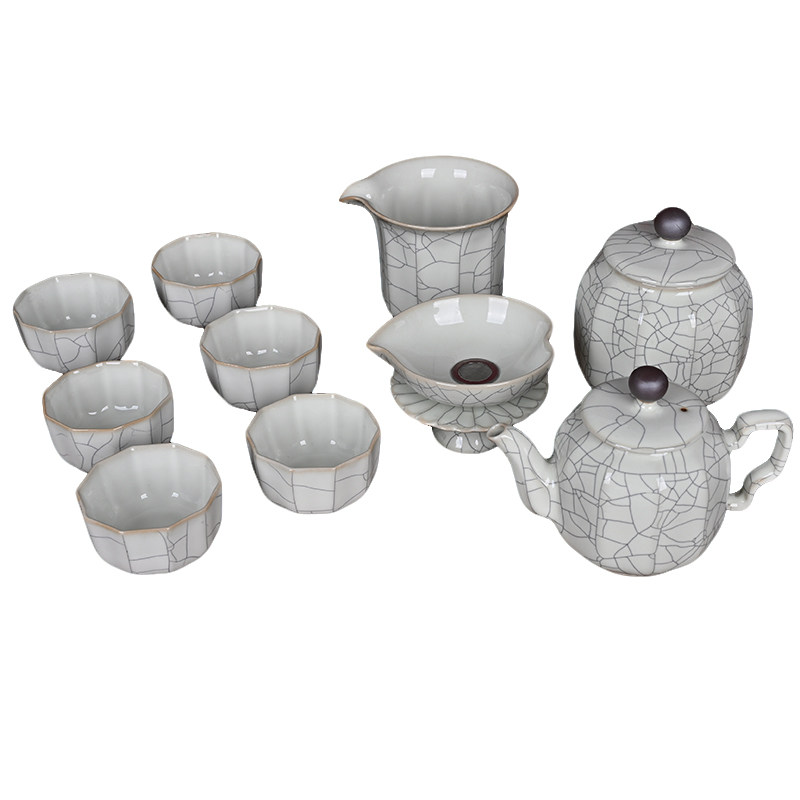 青瓷月白釉11头套装功夫茶具