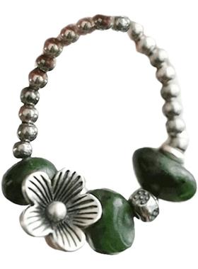 花团锦簇弹力绳朵戒指新款小众设计复古新中式弹力绳圆珠食指戒环